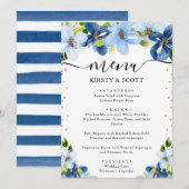 Menu Mariage Fleurs d'été Bleu et Nuit (Devant / Derrière)