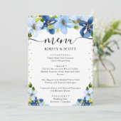 Menu Mariage Fleurs d'été Bleu et Nuit (Debout devant)