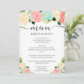 Menu Mariage Fleurs d'été Rose et Menthe (Debout devant)