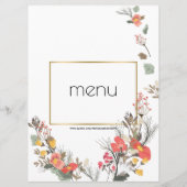 Menu mariage - Fleurs et cadre Or (Dos)
