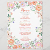 Menu Mariage Fleurs florales printanières (Devant)