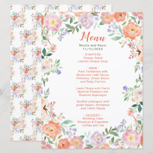 Menu Mariage Fleurs florales printanières