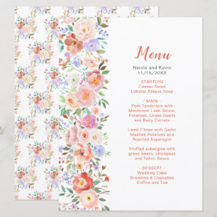 Menu Mariage Fleurs florales printanières