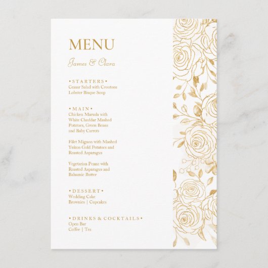 Menu Mariage Fleurs GILDED (Devant)