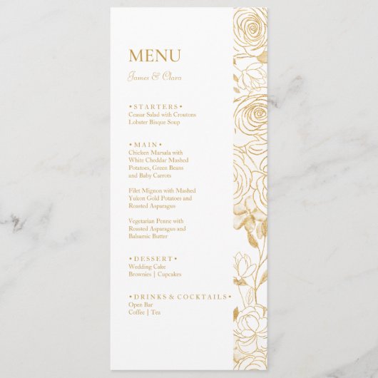 Menu Mariage Fleurs GILDED (Devant)