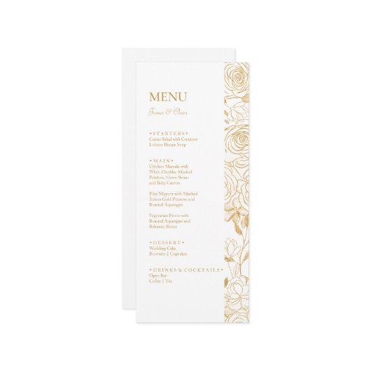 Menu Mariage Fleurs GILDED (Devant/Arrière en situation)
