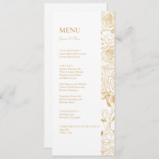 Menu Mariage Fleurs GILDED (Devant / Derrière)