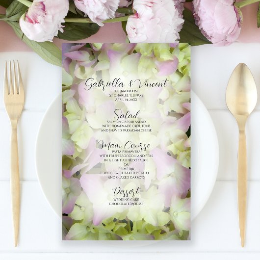 Menu Mariage Fleurs Hydrangea Presque Rose