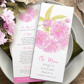 Menu mariage fleurs rose double fleurs