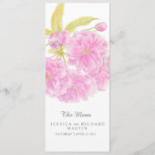 Menu mariage fleurs rose double fleurs (Devant)