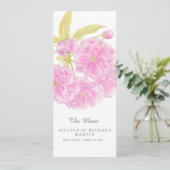 Menu mariage fleurs rose double fleurs (Debout devant)