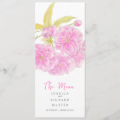 Menu mariage fleurs rose double fleurs (Devant)