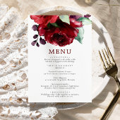 Menu Mariage Fleurs Roses Rouges Bourgogne