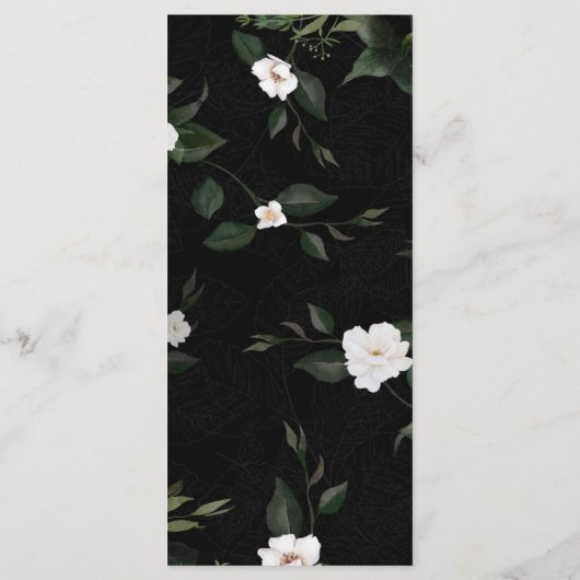 Menu Mariage Fleurs rouges noires (Dos)