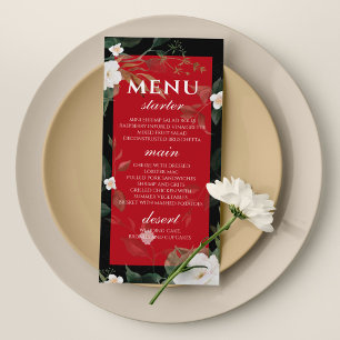 Menu Mariage Fleurs rouges noires