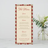 Menu Mariage Fleurs rouges vintages (Debout devant)
