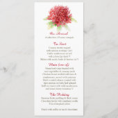 Menu mariage fleurs rouges Waratah (Dos)
