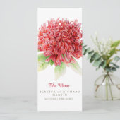 Menu mariage fleurs rouges Waratah (Debout devant)