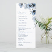 Menu Mariage Fleurs Transparentes Bleues (Debout devant)