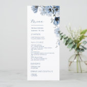 Menu Mariage Fleurs Transparentes Bleues (Debout devant)