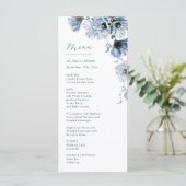 Menu Mariage Fleurs Transparentes Bleues (Debout devant)