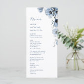 Menu Mariage Fleurs Transparentes Bleues (Debout devant)