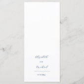 Menu Mariage Fleurs Transparentes Bleues (Dos)