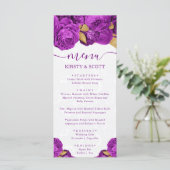 Menu Mariage Fleurs Violet et Or Aquarelle (Debout devant)