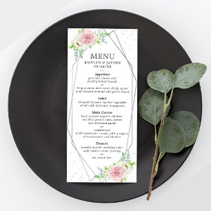 Menu Mariage floral à huile géométrique chic