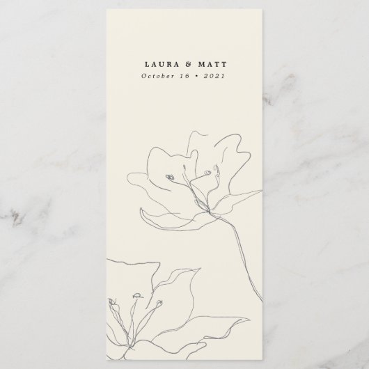 Menu Mariage floral à lunette douce moderne (Dos)