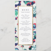 Menu Mariage floral abstrait or vert classique (Devant)