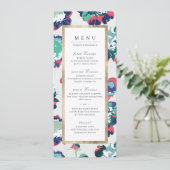 Menu Mariage floral abstrait or vert classique (Debout devant)