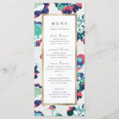 Menu Mariage floral abstrait or vert classique (Devant)