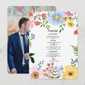Menu Mariage Floral Aquarelle (Devant / Derrière)