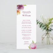 Menu Mariage Floral Aquarelle (Debout devant)