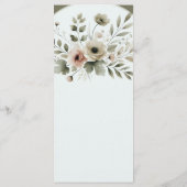 Menu Mariage Floral Aquarelle Vert Olive Kaki (Dos)