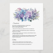 Menu Mariage floral argent, bleu glacé et lilas (Dos)