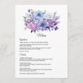 Menu Mariage floral argent, bleu glacé et lilas (Devant)