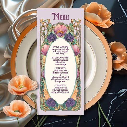 Menu Mariage Floral Art Nouveau