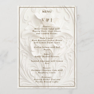 Menu Mariage Floral Art Nouveau Ivoire Vintage