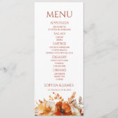 Menu Mariage Floral Automnal Élégant Rustique (Devant)