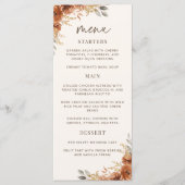 Menu Mariage Floral Automnal Terracotta pour Dîner (Devant)