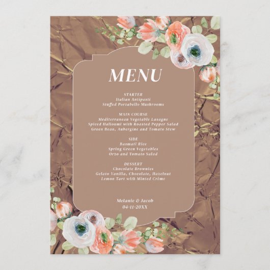 Menu Mariage Floral Automne (Devant)