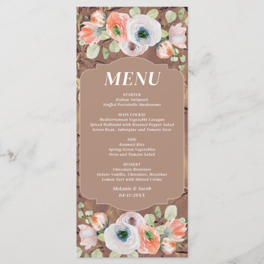 Menu Mariage floral automne (Devant)