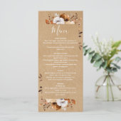Menu Mariage Floral Automne Kraft Rustique (Debout devant)