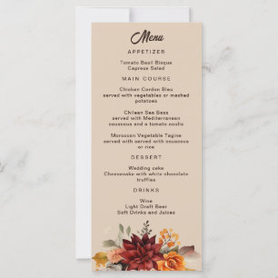 Menu Mariage Floral Automne Terracotta Lumière
