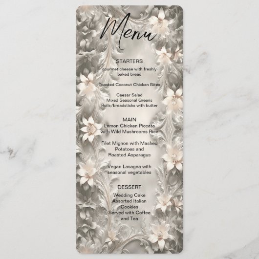Menu Mariage Floral Blanc (Devant)