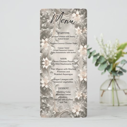 Menu Mariage Floral Blanc (Debout devant)