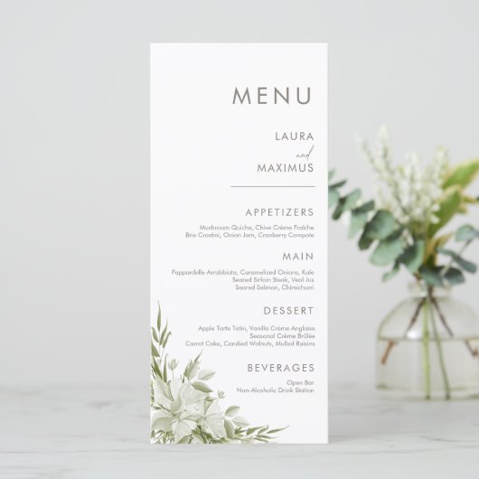 Menu Mariage Floral Blanc (Debout devant)