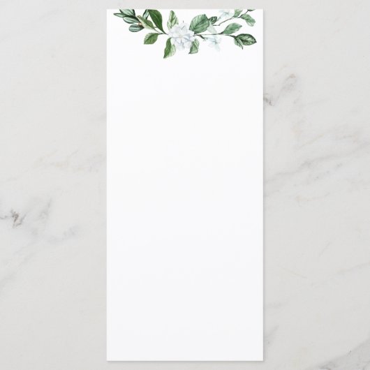 Menu Mariage floral blanc blanc moderne (Dos)